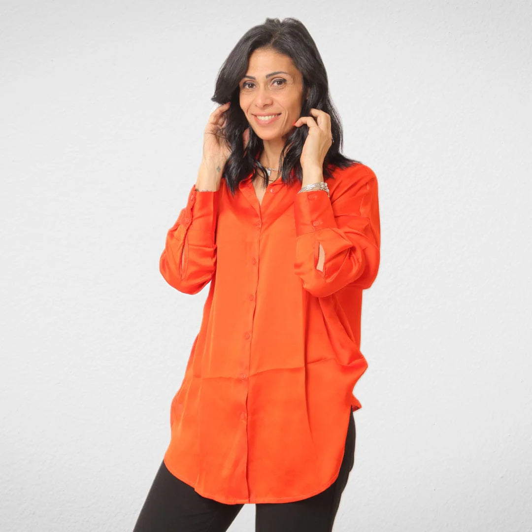 Women Summer 23 Summer Sale 23 Shirt Satin - Women - Orange