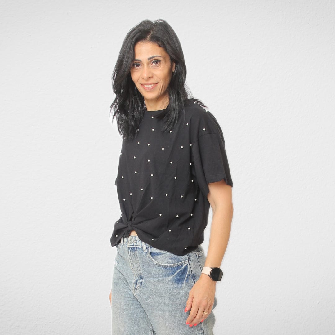Women Summer 23 Summer Sale 23 T-Shirt For Women With Small Pieces(One Size) - Black
