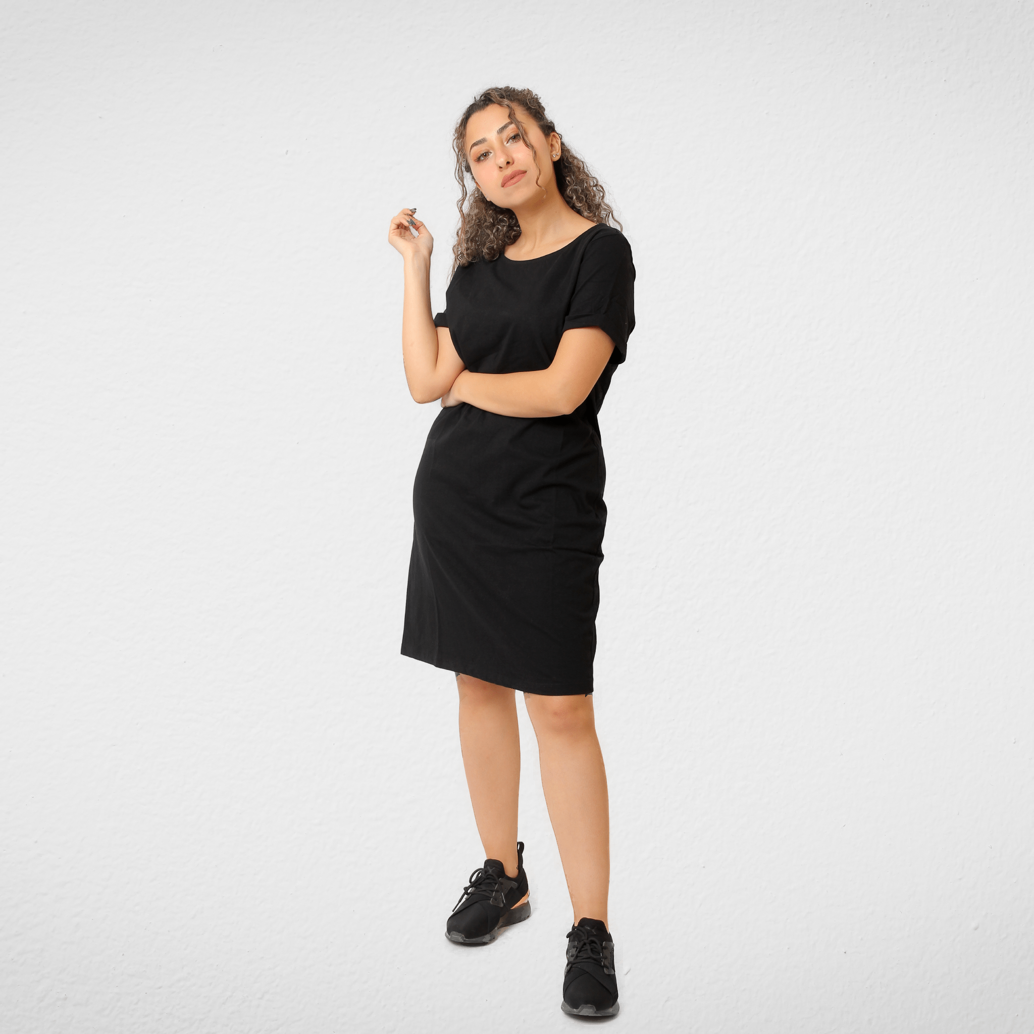 Women Summer 23 Summer Sale 23 Women Cotton Dress (Half Sleeve) - Black