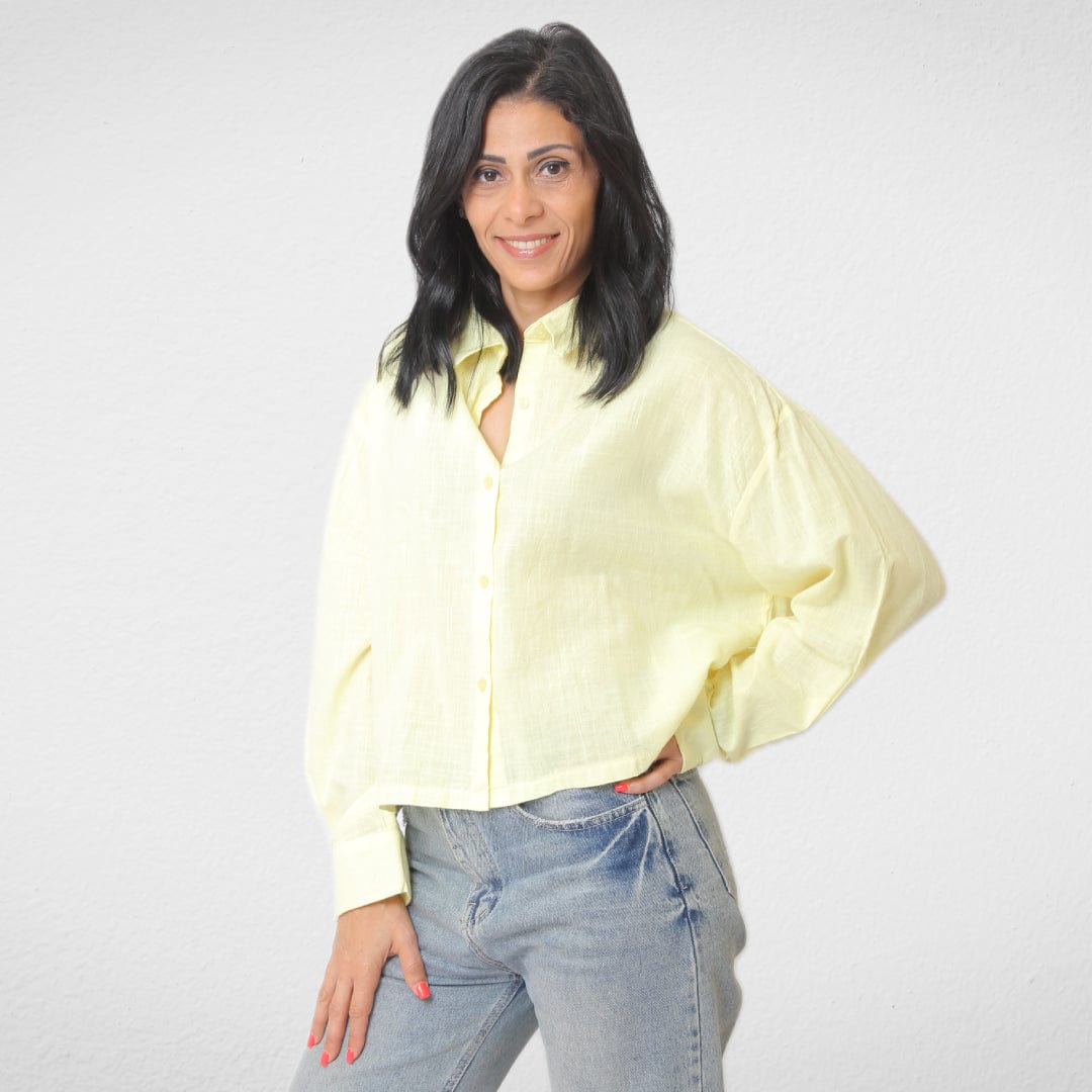 Women Summer 23 Summer Sale 23 Women Shirt - Linen- ZAK - Yellow