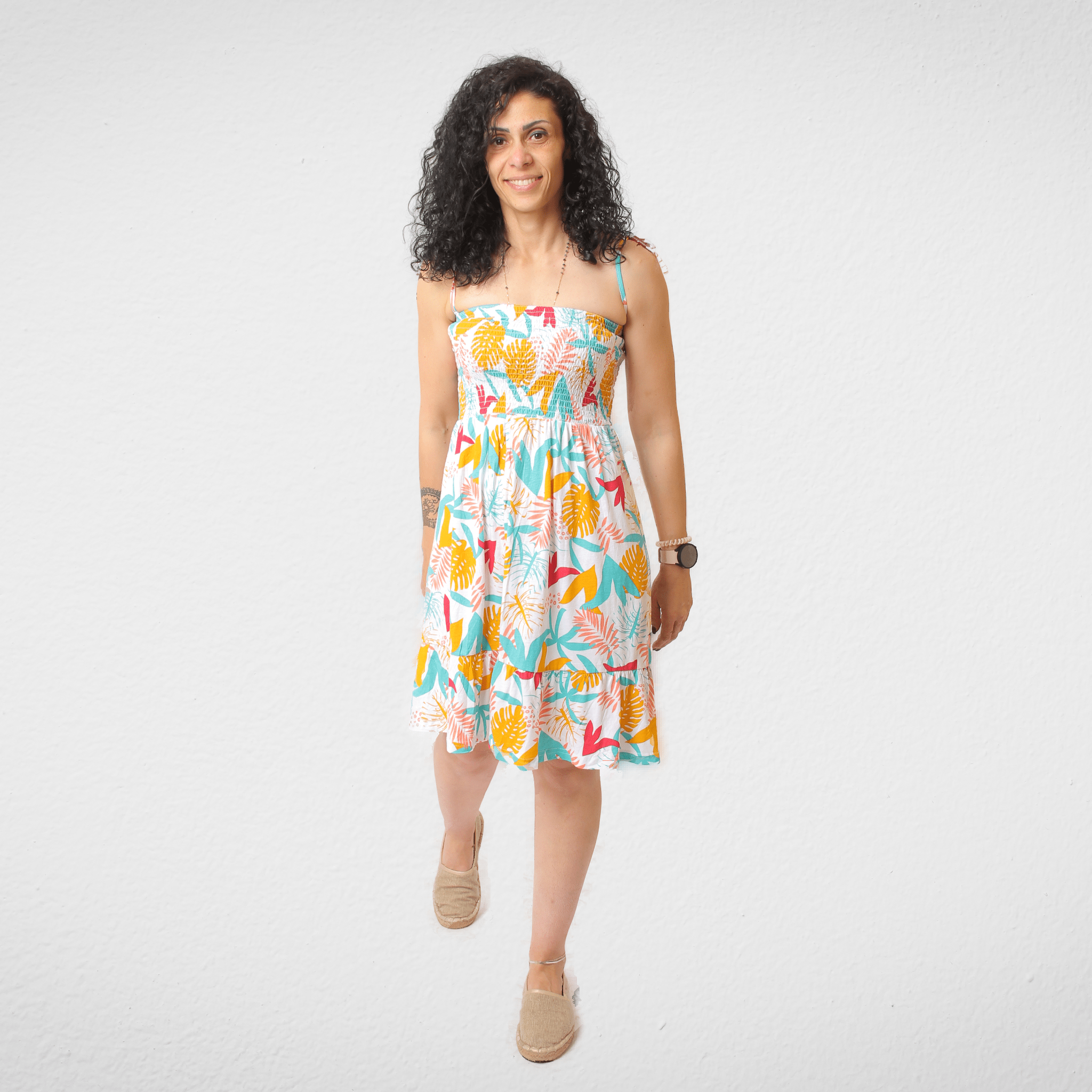 Women Summer 23 Women Dress Women Cotton Dress - White مشجر