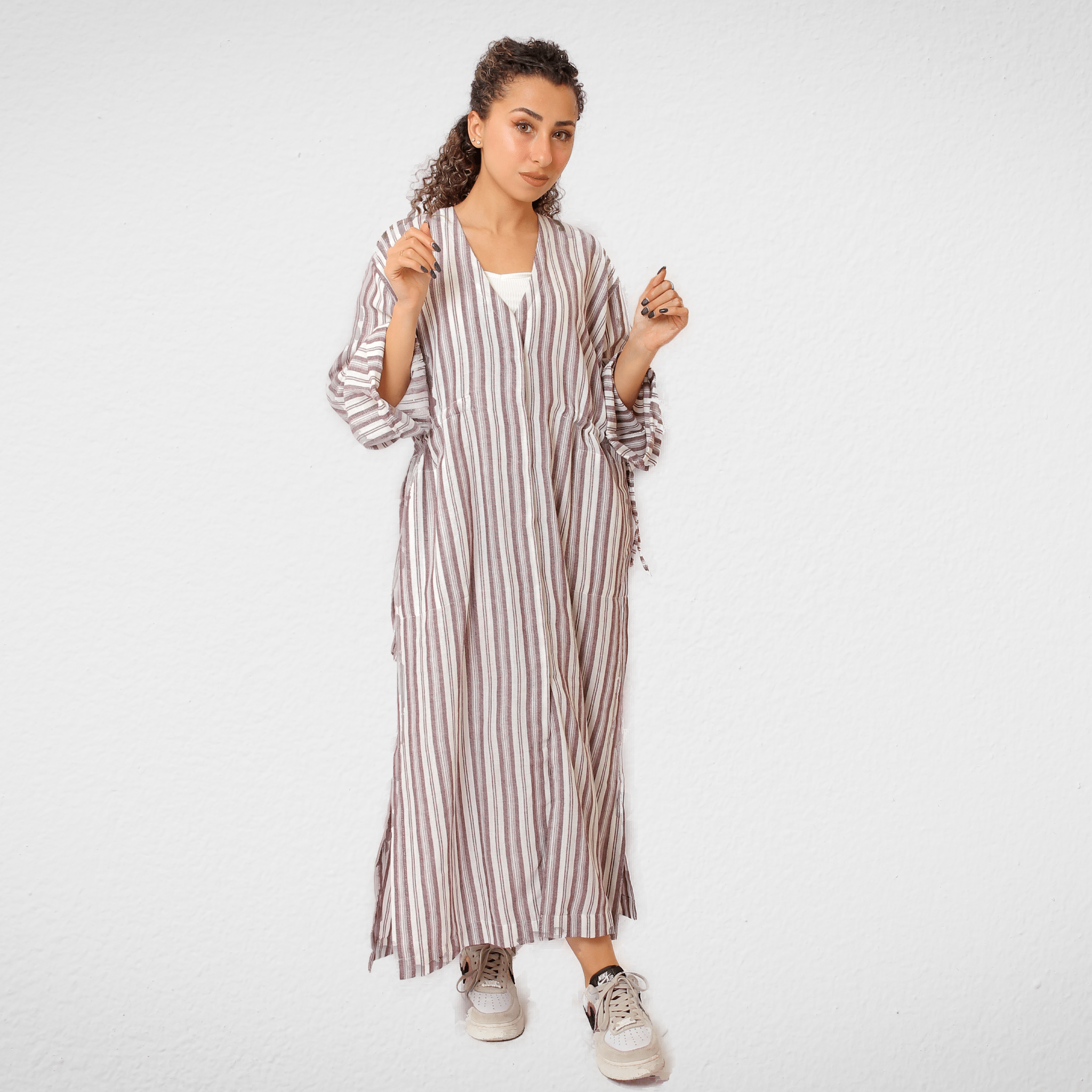 Women Summer 23 Women Dress Women Dress - Kenzo - Stripped (White x Brown)
