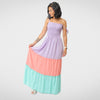 Women Summer 23 Women Dress Women Dress - ONE SIZE - "Tri-Color" - (Purple-Pink-Baby Blue)