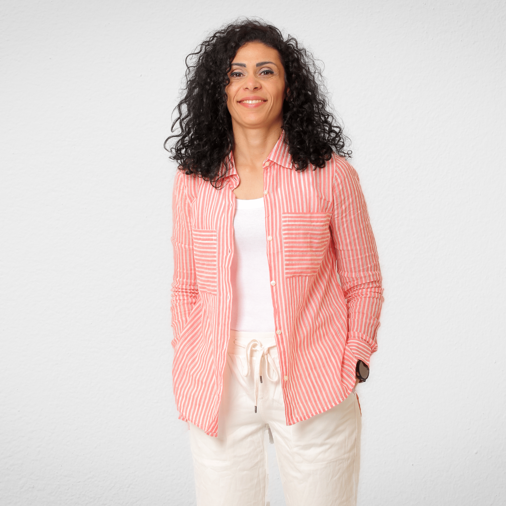 Women Summer 23 Women Shirt Women Classic Shirt - Stripped - Red