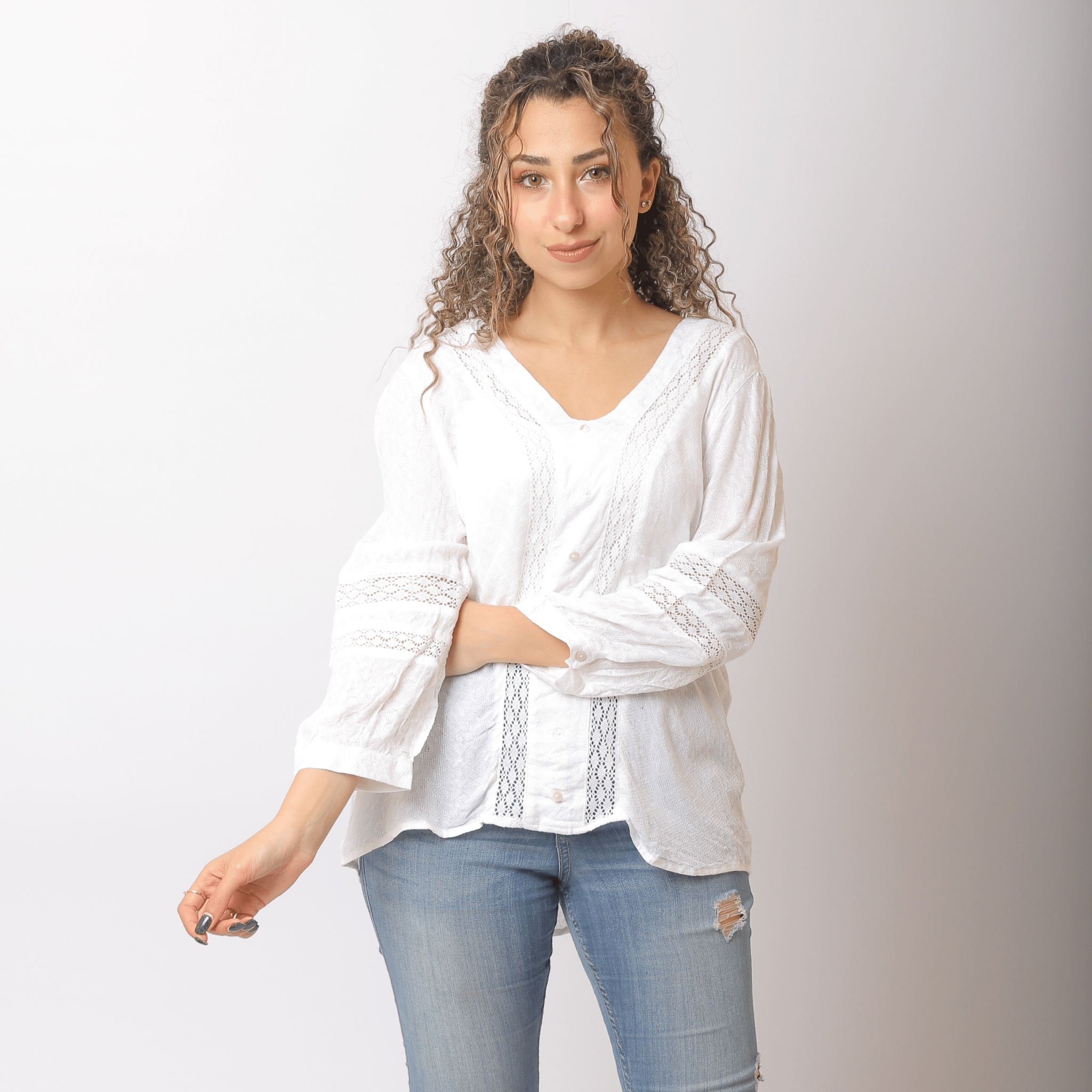 Women Summer 23 Women Shirt Women Dantelle shirt - White