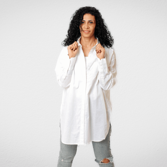 Women Summer 23 Women Shirt Women Linen (Oversized) Shirt - Long Sleeve - White