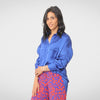 Women Summer 23 Women Shirts Shirt Satin - Women - Blue