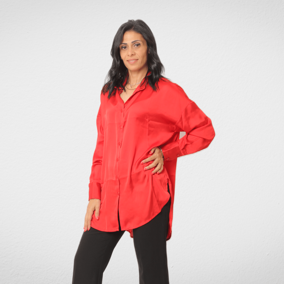 Women Summer 23 Women Shirts Shirt Satin - Women - Red