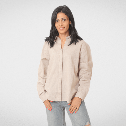 Women Summer 23 Women Shirts Women Shirt - Linen- NEW - Beige
