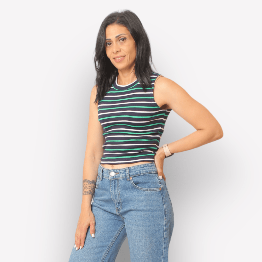 Women Summer 23 Women Tshirt Basic Crop-top NEW - Dark Blue