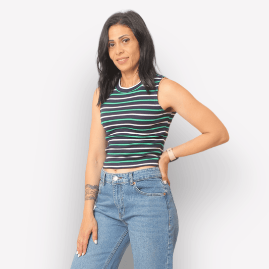 Women Summer 23 Women Tshirt Basic Crop-top NEW - Dark Blue