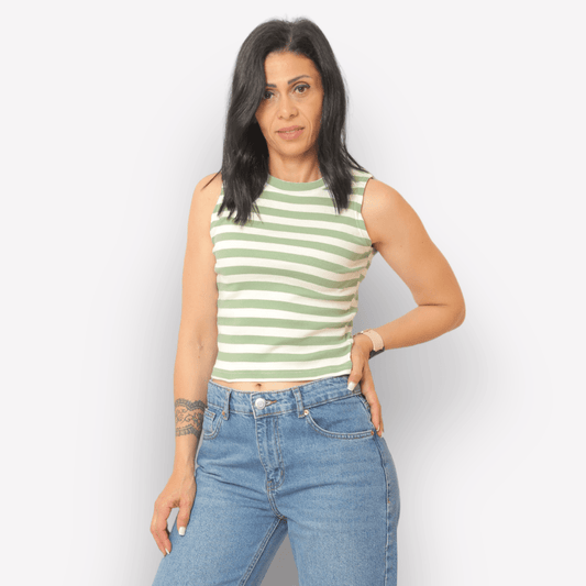 Women Summer 23 Women Tshirt Basic Crop-top NEW - Green