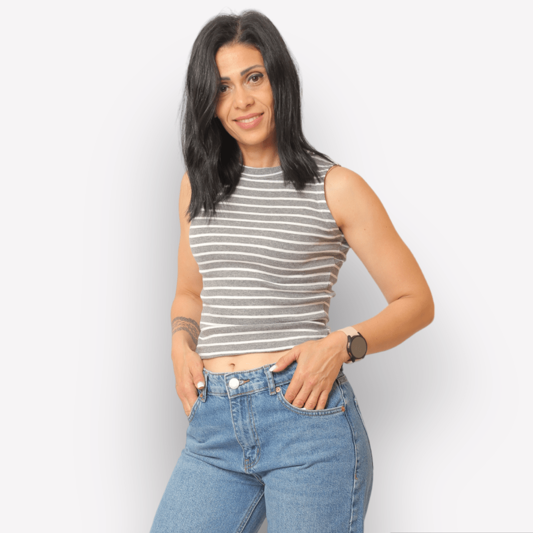 Women Summer 23 Women Tshirt Basic Crop-top NEW - Grey