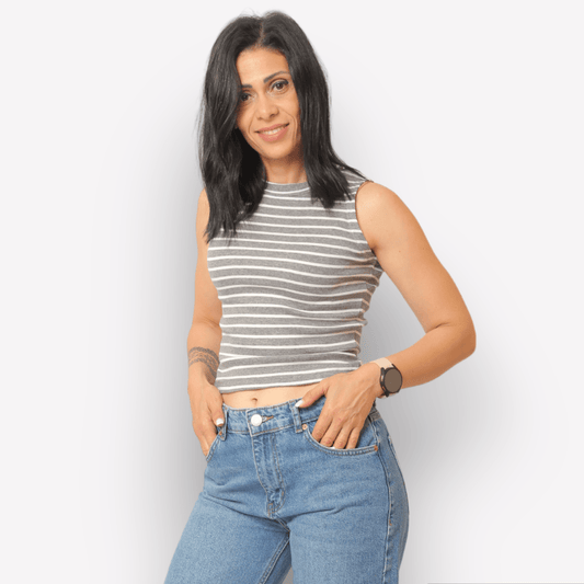 Women Summer 23 Women Tshirt Basic Crop-top NEW - Grey
