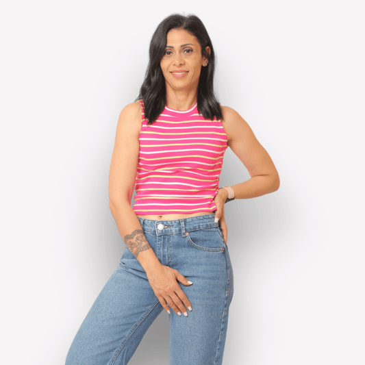 Women Summer 23 Women Tshirt Basic Crop-top NEW - Pink