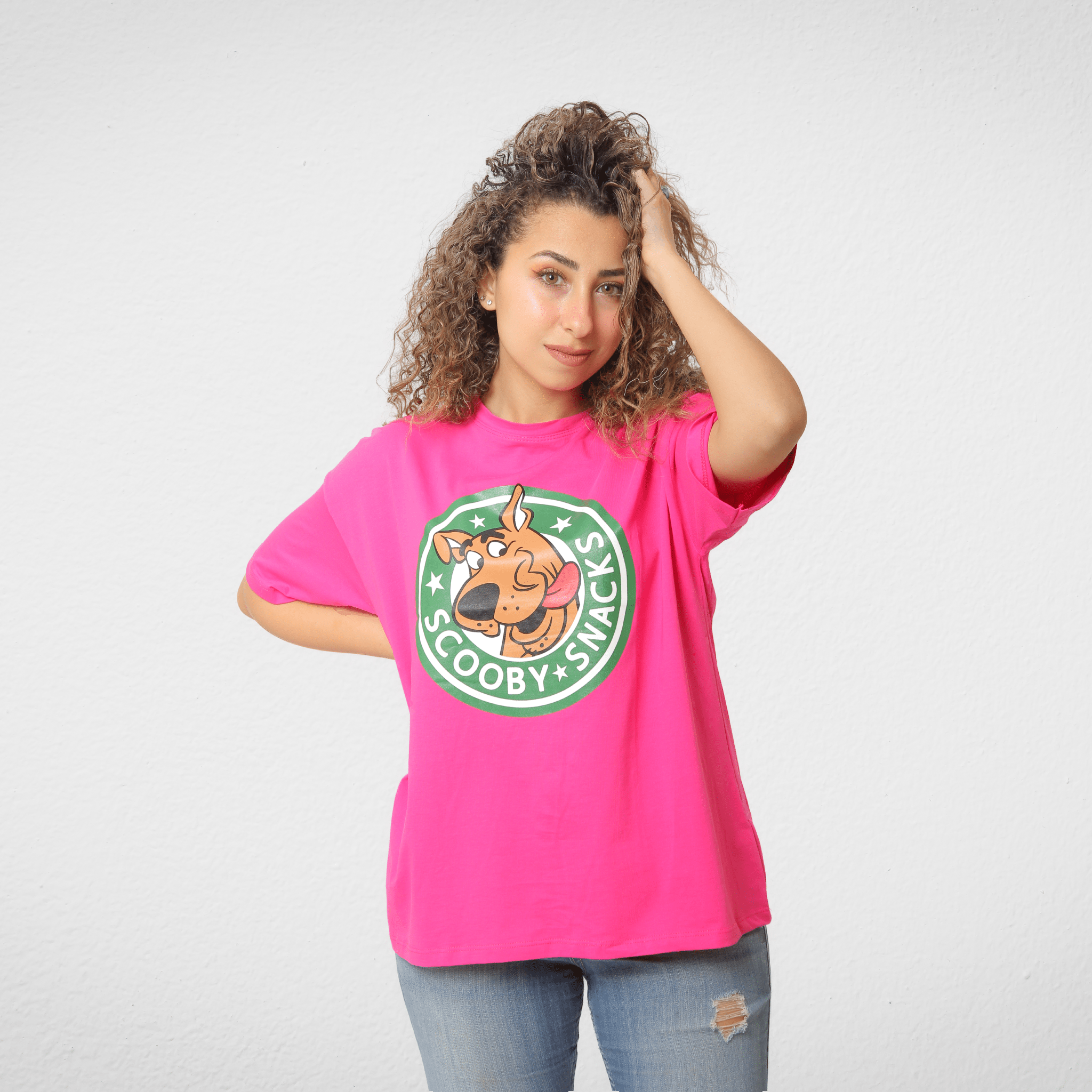 Women Summer 23 Women Tshirt Women Tshirt - تصنيع محلي - Scooby - Fuchsia