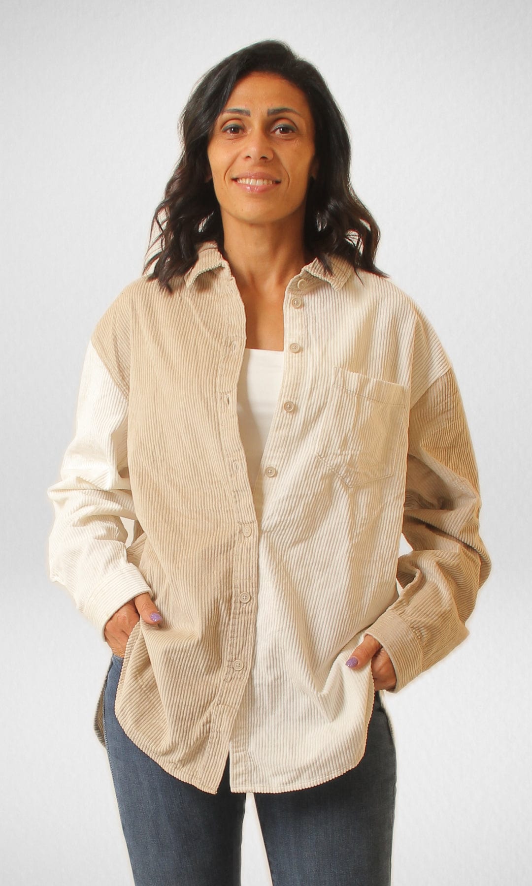 Women Winter 24 Summer Sale 23 AE Women Velvet Shirt- Two Colors Pale