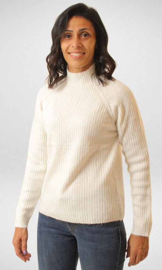 Women Winter 24 Summer Sale 23 Amisu High Collar Women Pullover - White