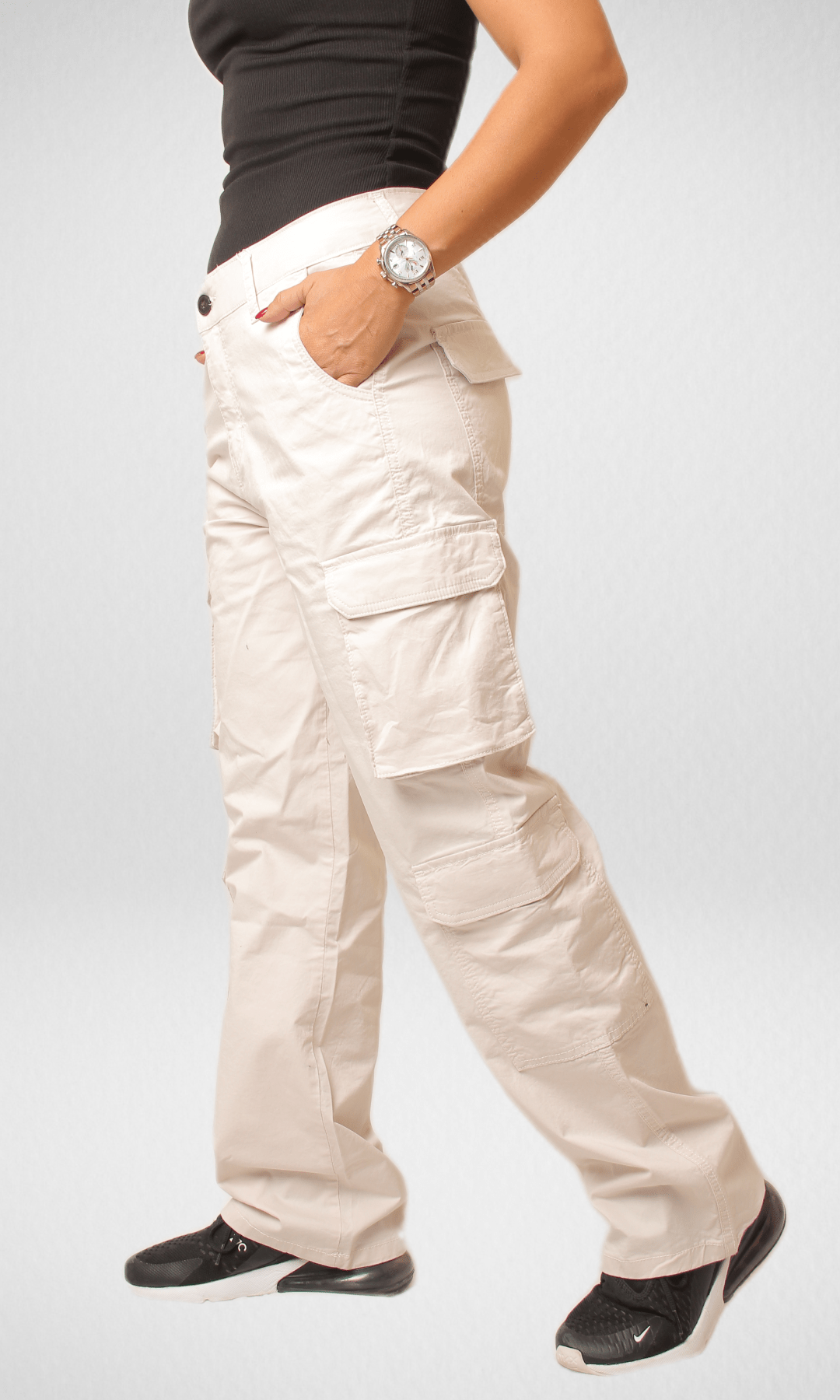 Women Winter 24 Summer Sale 23 Bershka Cargo Pants 2023 - Beige