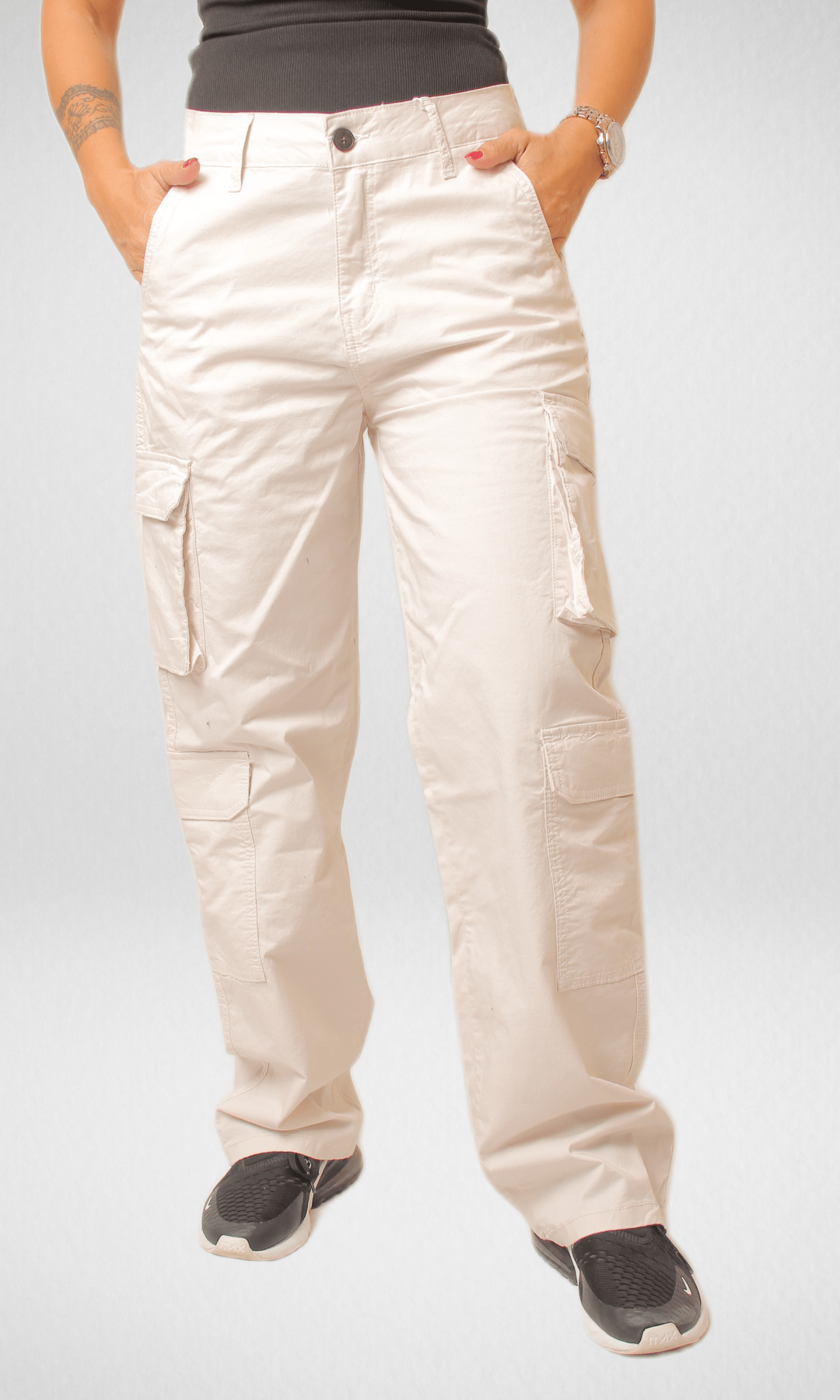 Women Winter 24 Summer Sale 23 Bershka Cargo Pants 2023 - Beige