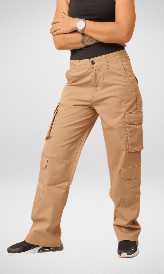 Women Winter 24 Summer Sale 23 Bershka Cargo Pants 2023 - Cafe