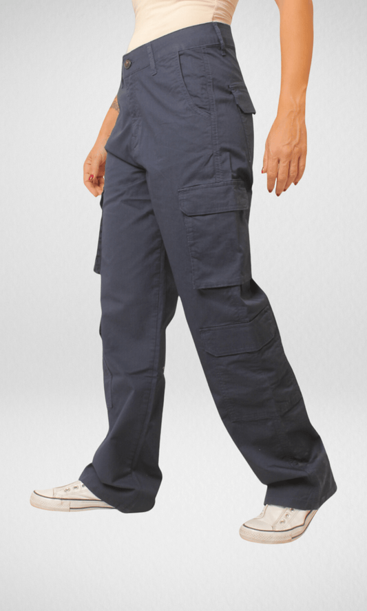 Women Winter 24 Summer Sale 23 Bershka Cargo Pants 2023 - Dark Blue