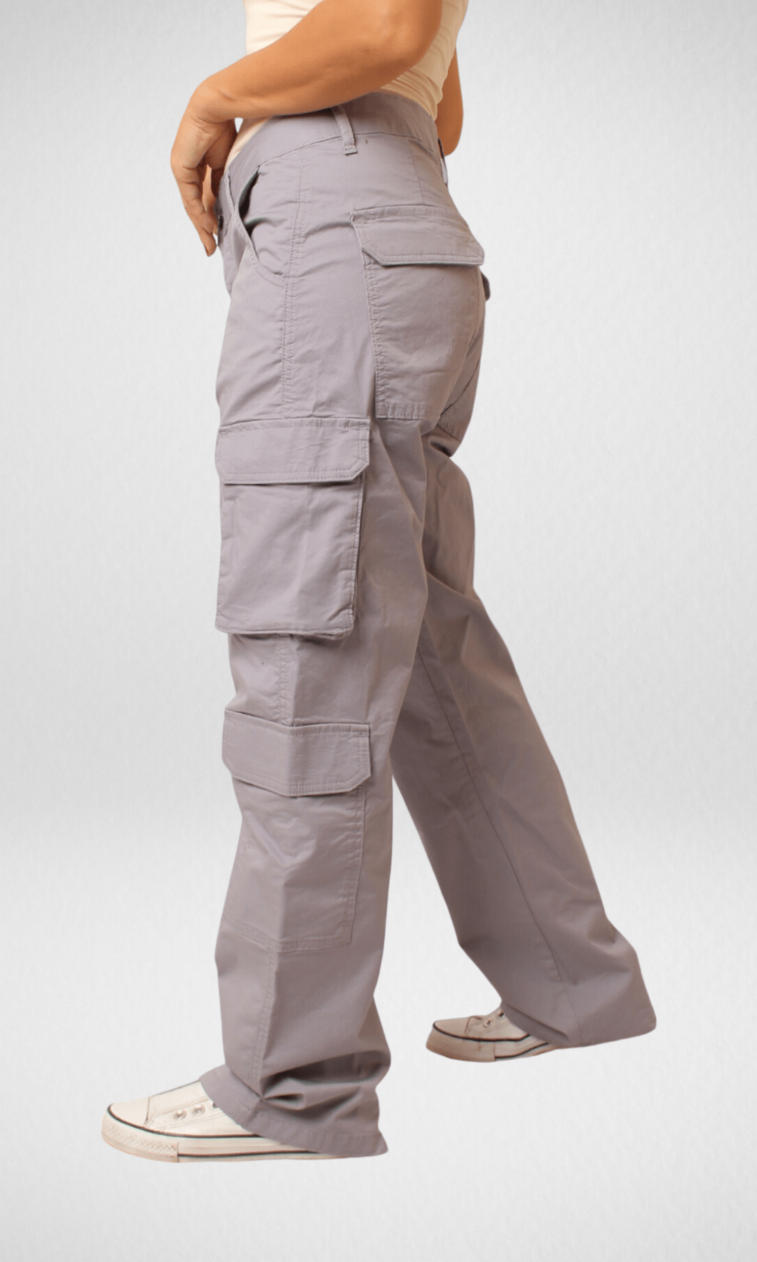 Women Winter 24 Summer Sale 23 Bershka Cargo Pants 2023 - Grey