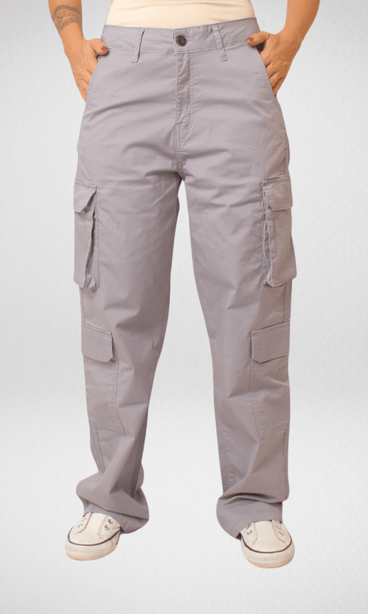 Women Winter 24 Summer Sale 23 Bershka Cargo Pants 2023 - Grey