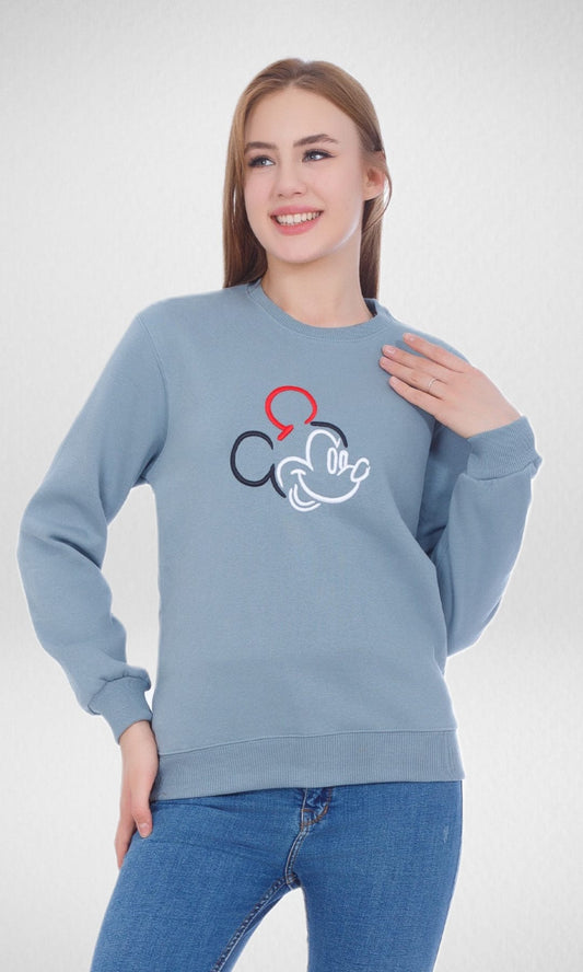 Women Winter 24 Summer Sale 23 Colorful Mickey Sweatshirt - Mint