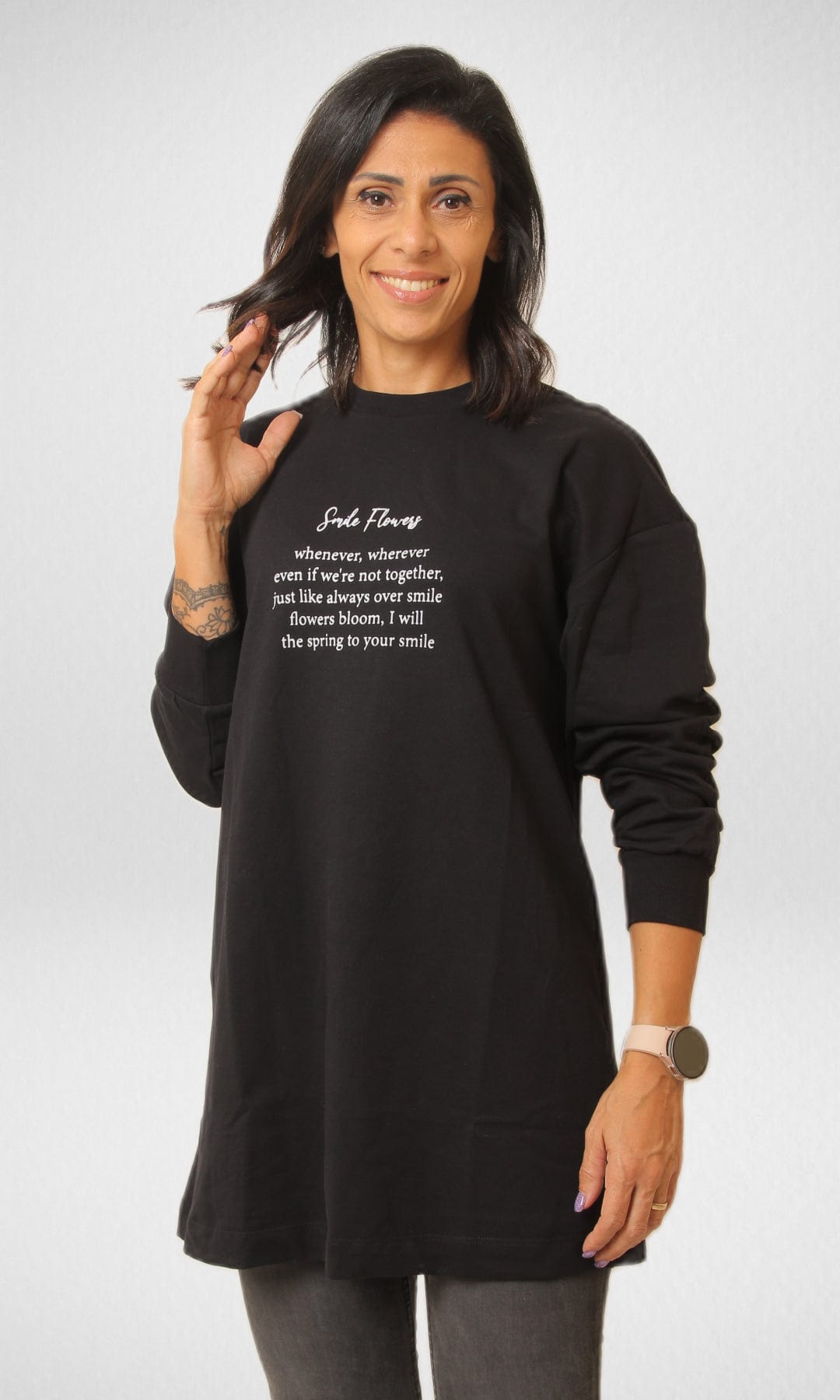 Women Winter 24 Summer Sale 23 DEFACTO - Long Sweatshirt ( Black)