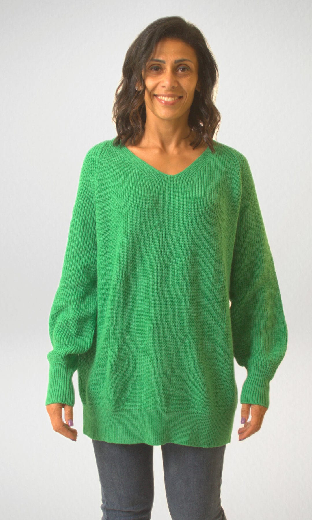 Women Winter 24 Summer Sale 23 J&J V-Neck Women Pullover - Green