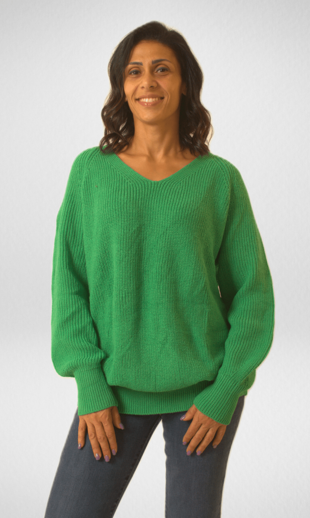 Women Winter 24 Summer Sale 23 J&J V-Neck Women Pullover - Green