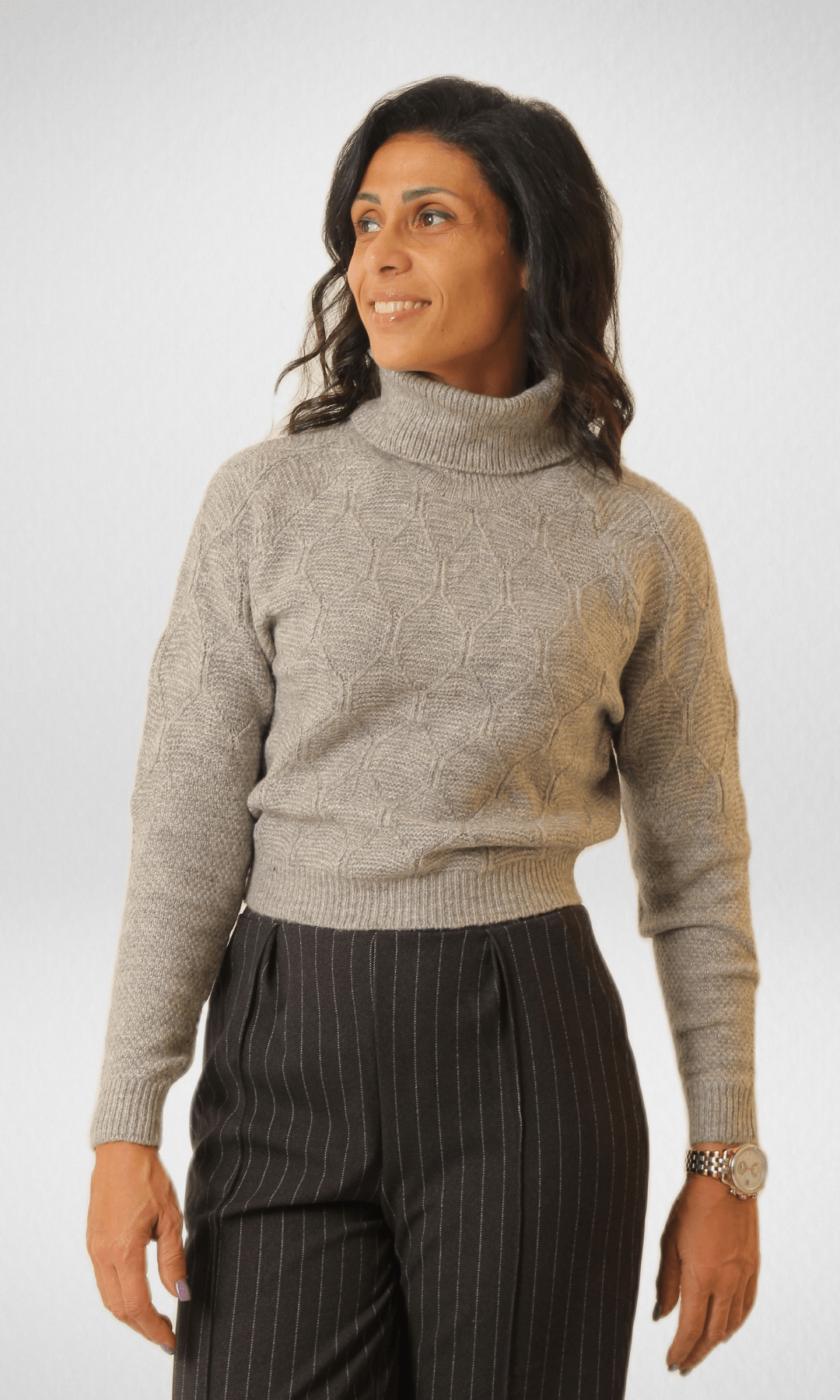 Women Winter 24 Summer Sale 23 ONLY High Collar Grey Pullover
