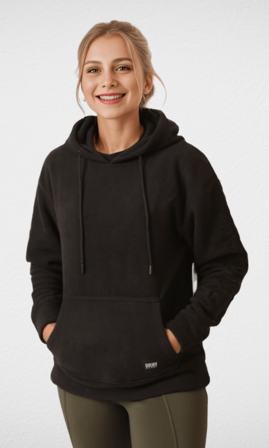 Women Winter 24 Summer Sale 23 (ORIGINAL) DKNY Hoodie With Side Logo - Black