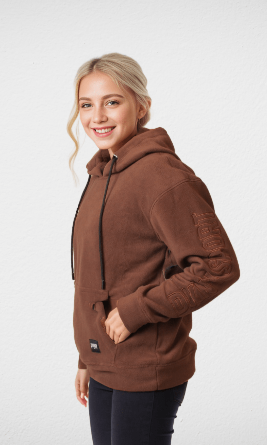 Women Winter 24 Summer Sale 23 (ORIGINAL) DKNY Hoodie With Side Logo - Brown