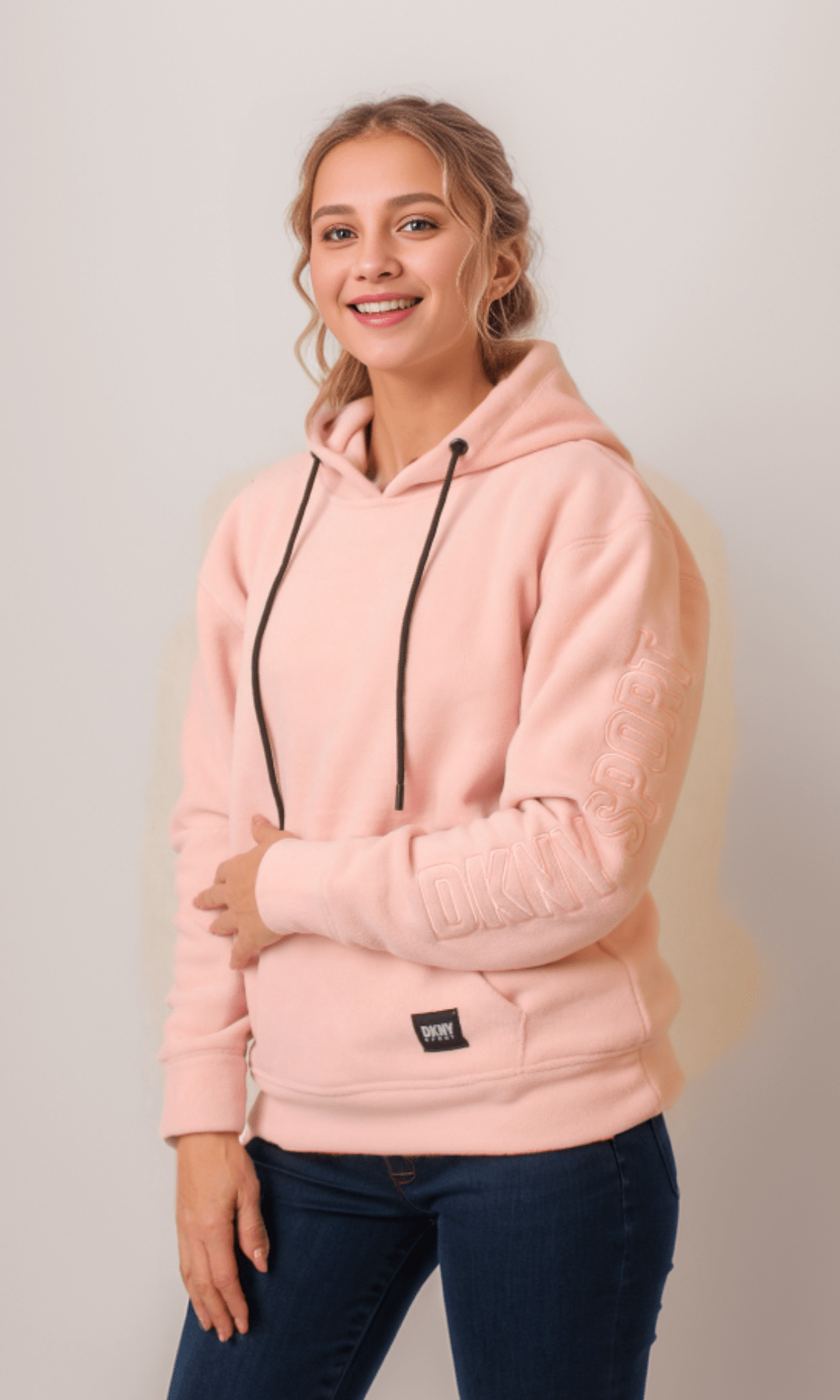 ORIGINAL) DKNY Hoodie With Side Logo - Pink