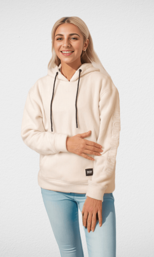 Women Winter 24 Summer Sale 23 (ORIGINAL) DKNY Hoodie With Side Logo - White
