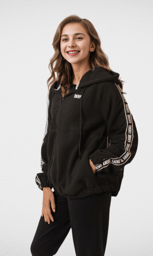 Women Winter 24 Summer Sale 23 (ORIGINAL) DKNY Women Jacket With Stripe - Black