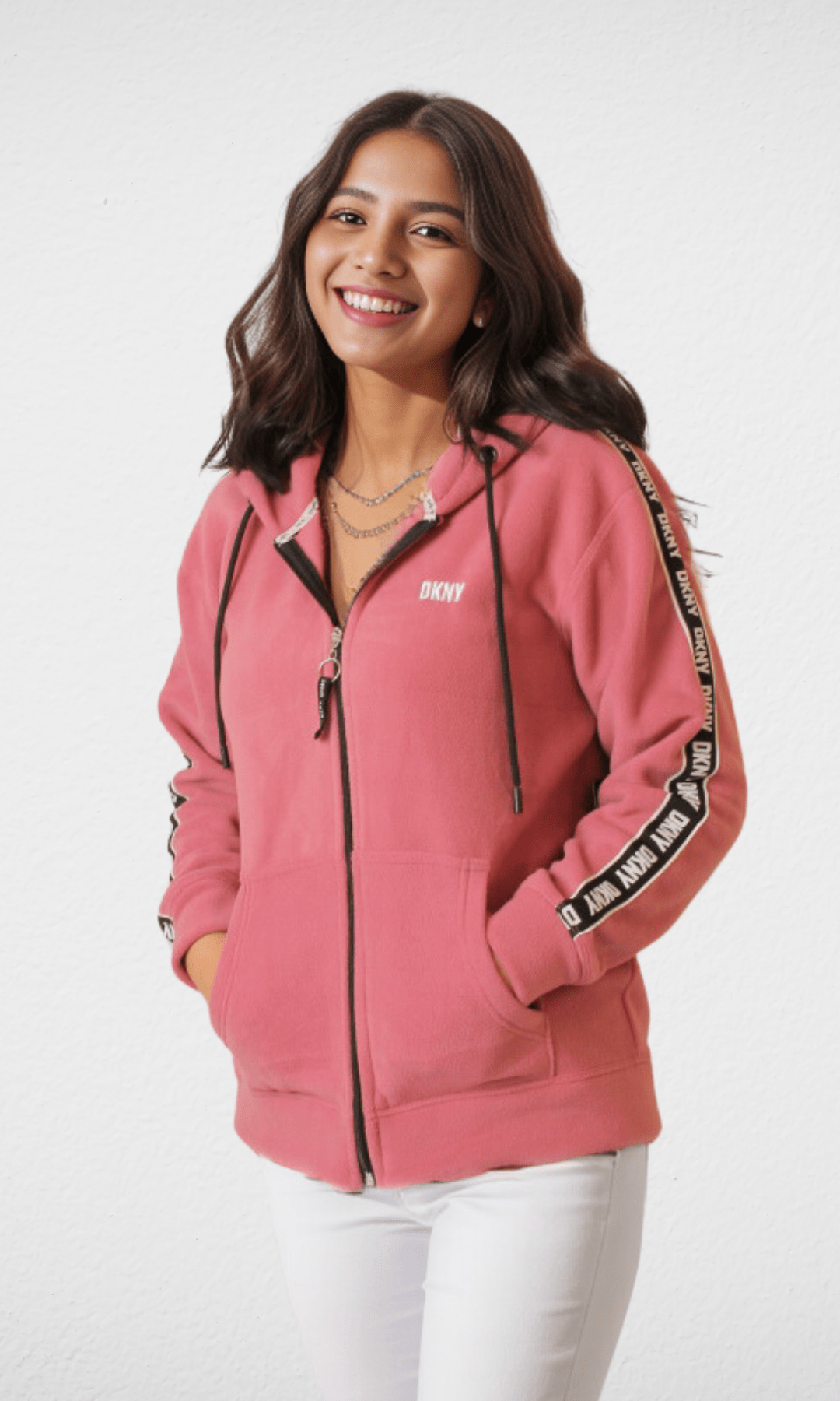 Women Winter 24 Summer Sale 23 (ORIGINAL) DKNY Women Jacket With Stripe - Cashmere