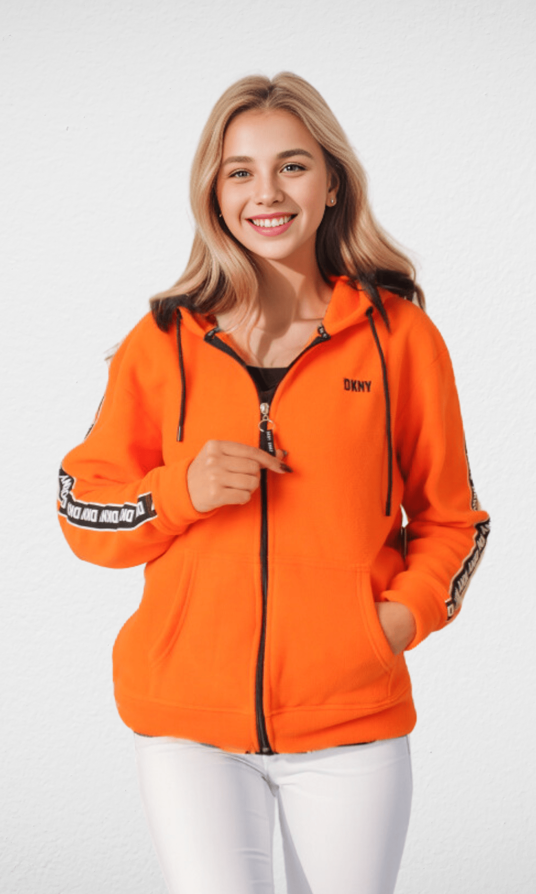 Women Winter 24 Summer Sale 23 (ORIGINAL) DKNY Women Jacket With Stripe - Orange