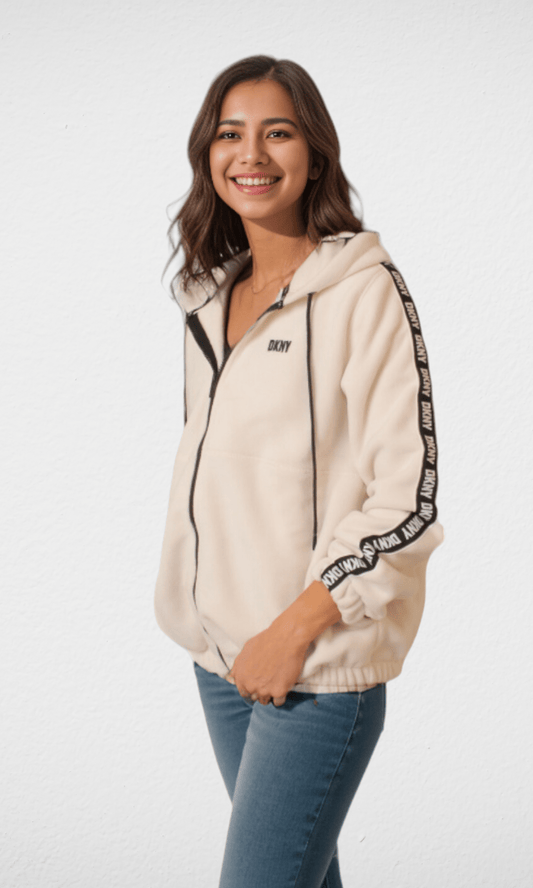 Women Winter 24 Summer Sale 23 (ORIGINAL) DKNY Women Jacket With Stripe - White