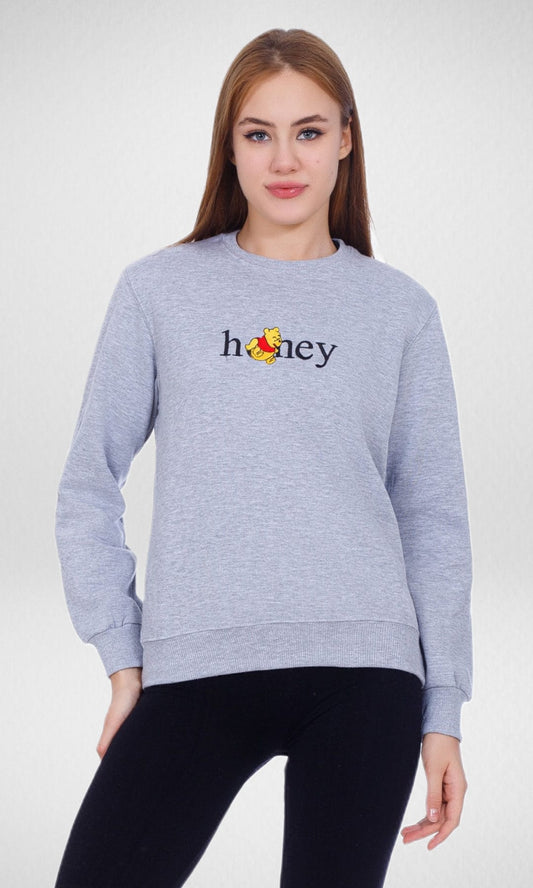 Women Winter 24 Summer Sale 23 Pooh "Honey" Sweatshirt - Grey