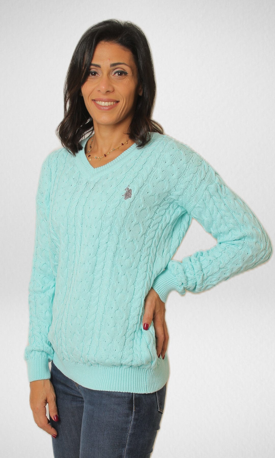 Women Winter 24 Summer Sale 23 USP Pullover V-Neck - Baby Blue