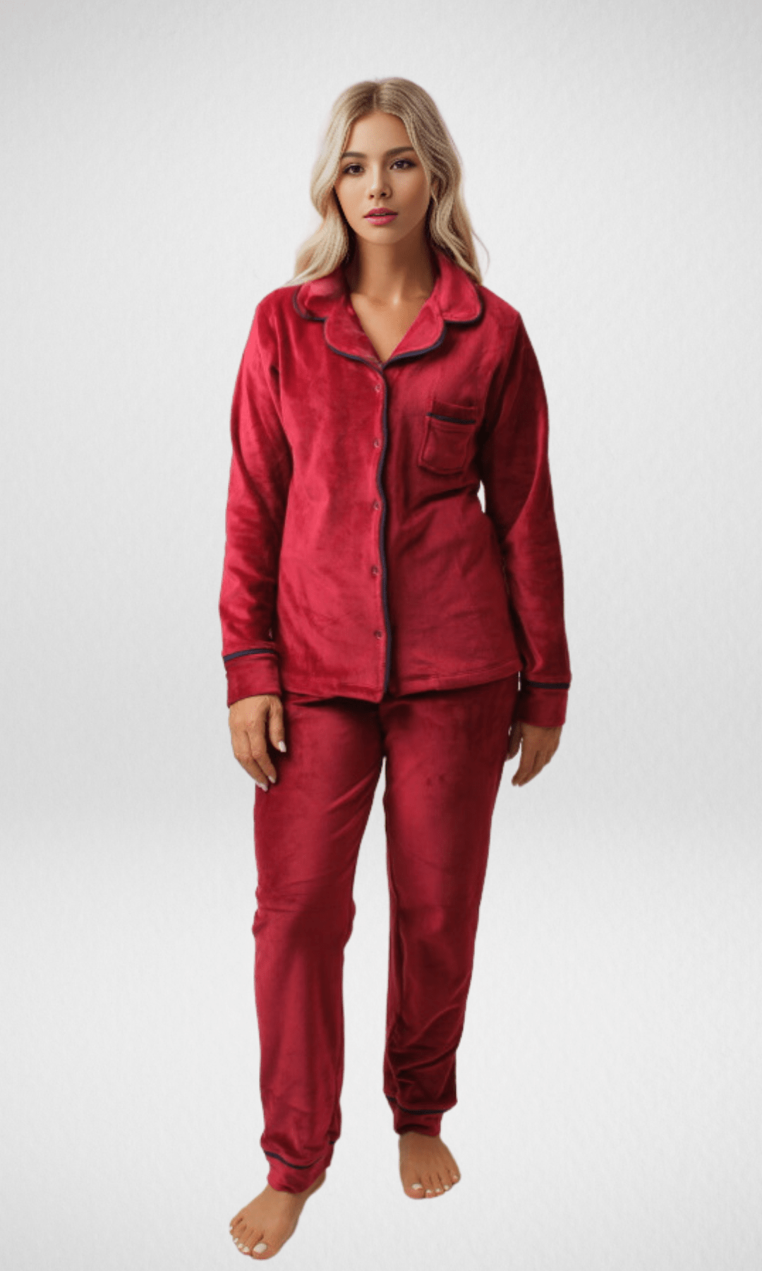 Women Winter 24 Summer Sale 23 Women Pyjama Winter Velvet - Red