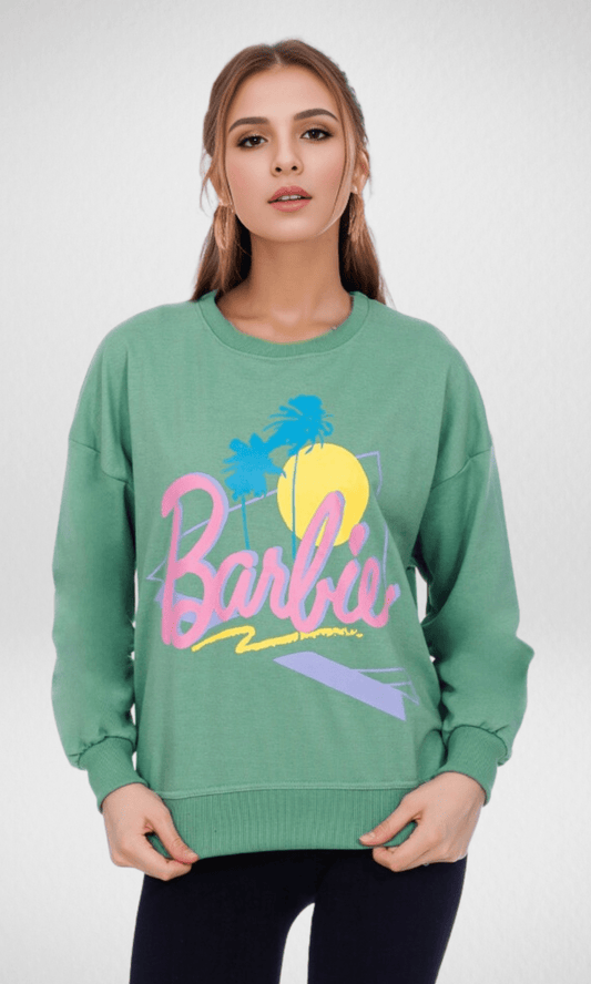 Women Winter 24 Summer Sale 23 Women Sweatshirt (Barbie) - Green