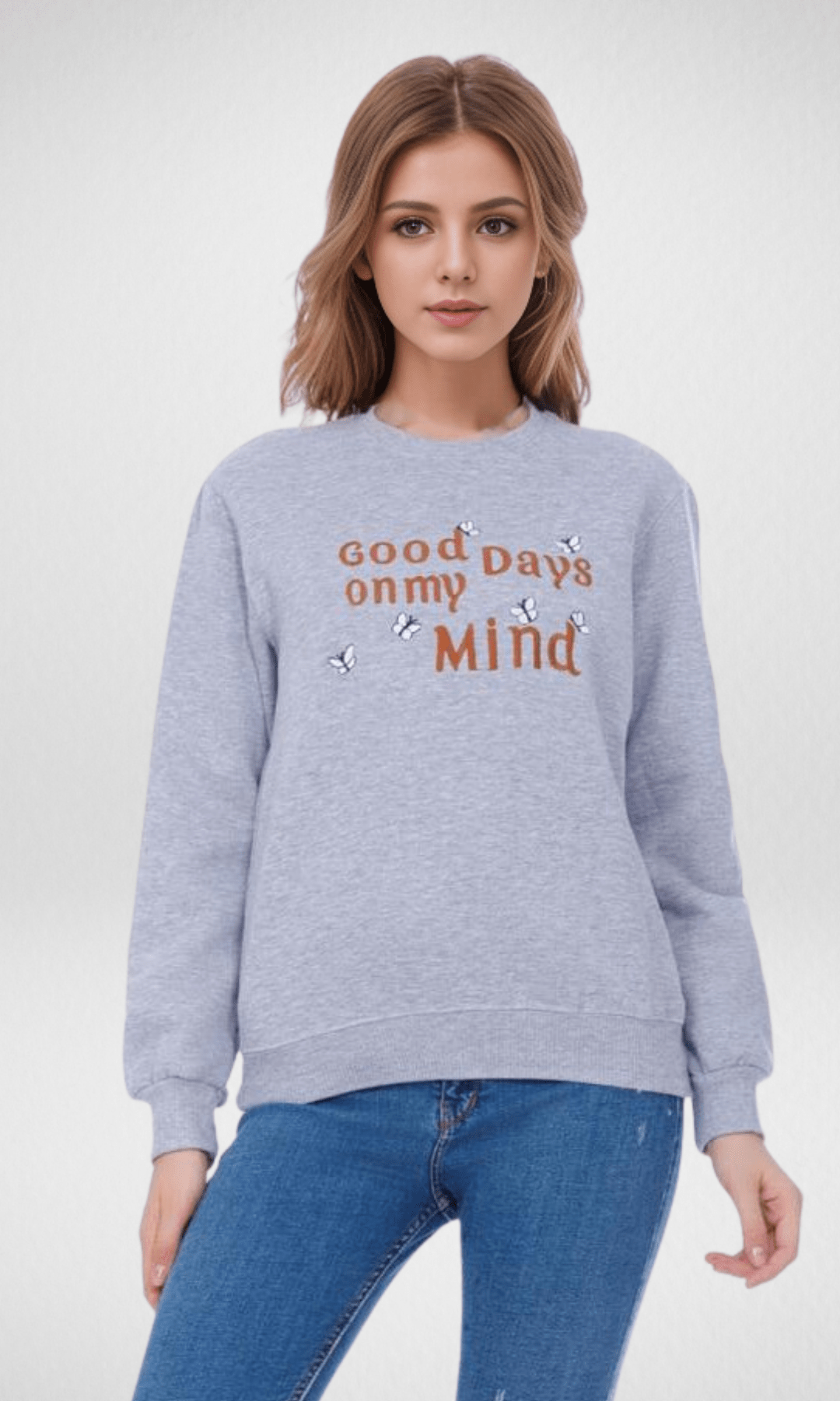 Women Winter 24 Summer Sale 23 Women Sweatshirt (Good Days) - Grey
