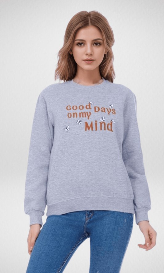 Women Winter 24 Summer Sale 23 Women Sweatshirt (Good Days) - Grey