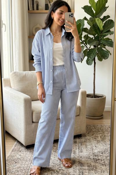 Women Vertical Stripe Pattern Set
